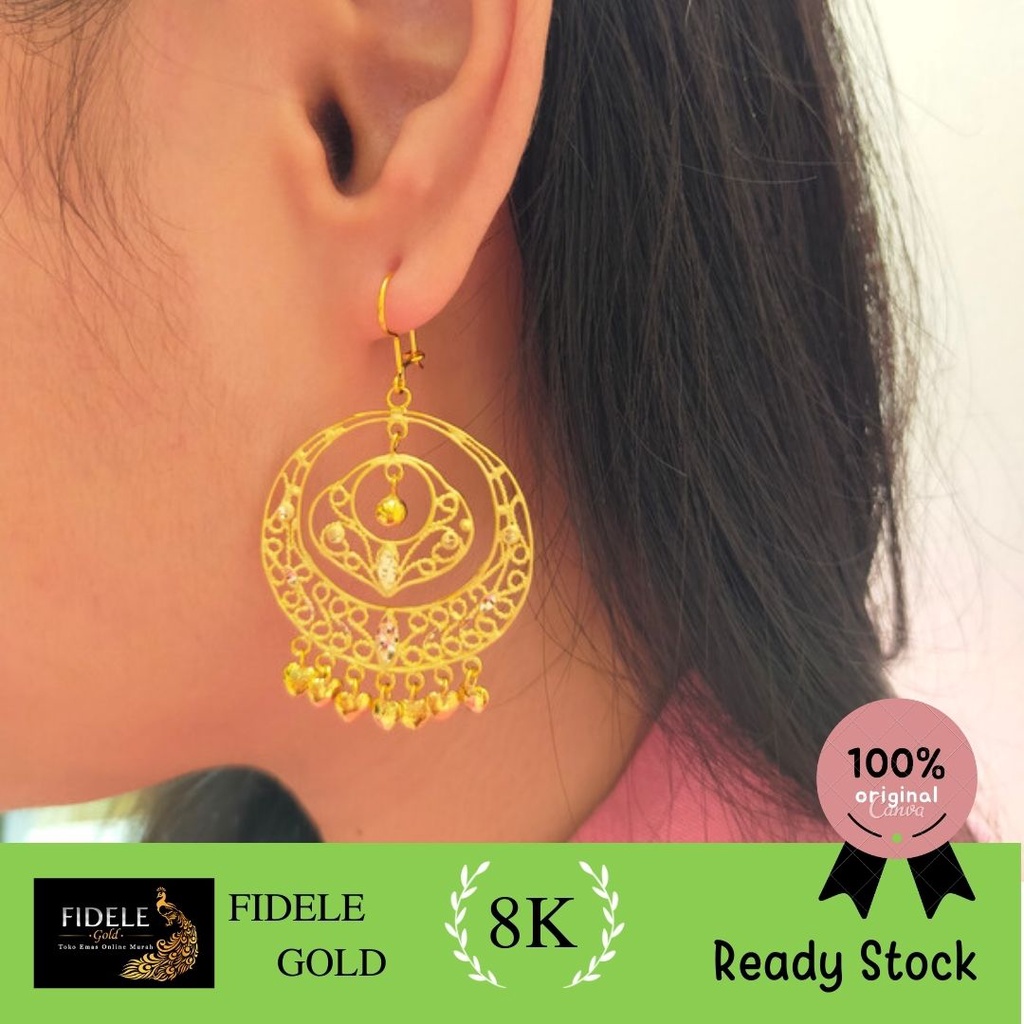 Anting Wayang Anting Elegant Anting Cantik Emas Asli Kadar Muda 375