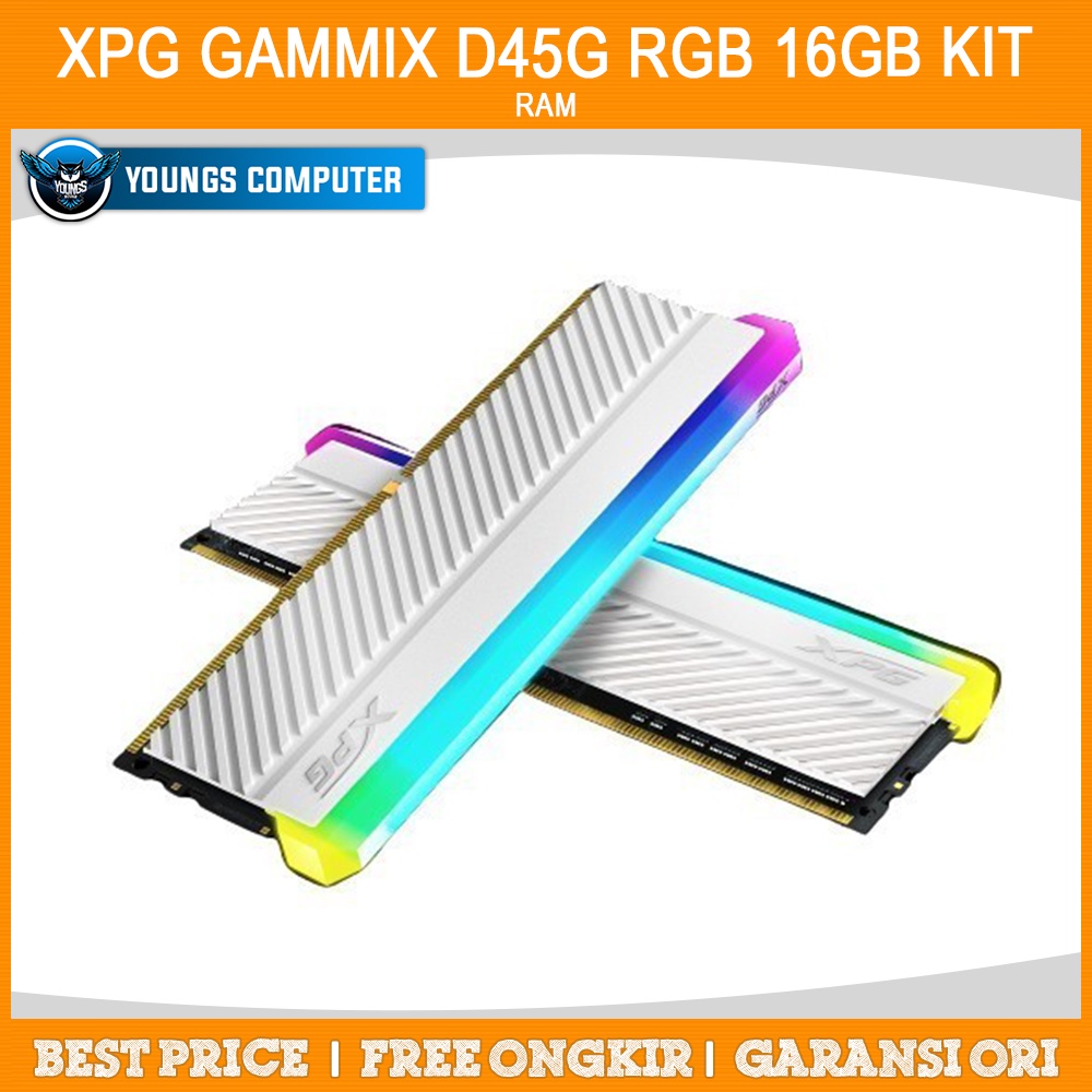 RAM ADATA XPG GAMMIX D45G RGB 16GB KIT 3200 (2x8GB) WHITE DDR4 3200MHz
