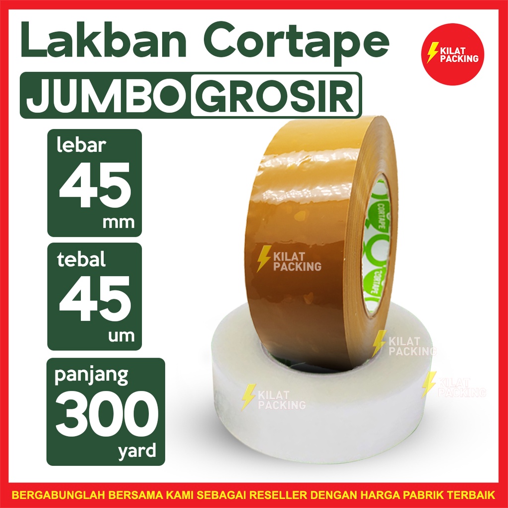 

Lakban JUMBO 45mm x 300 Meter - PROMO LAKBAN JUMBO 2 inch Cortape Murah SATUAN