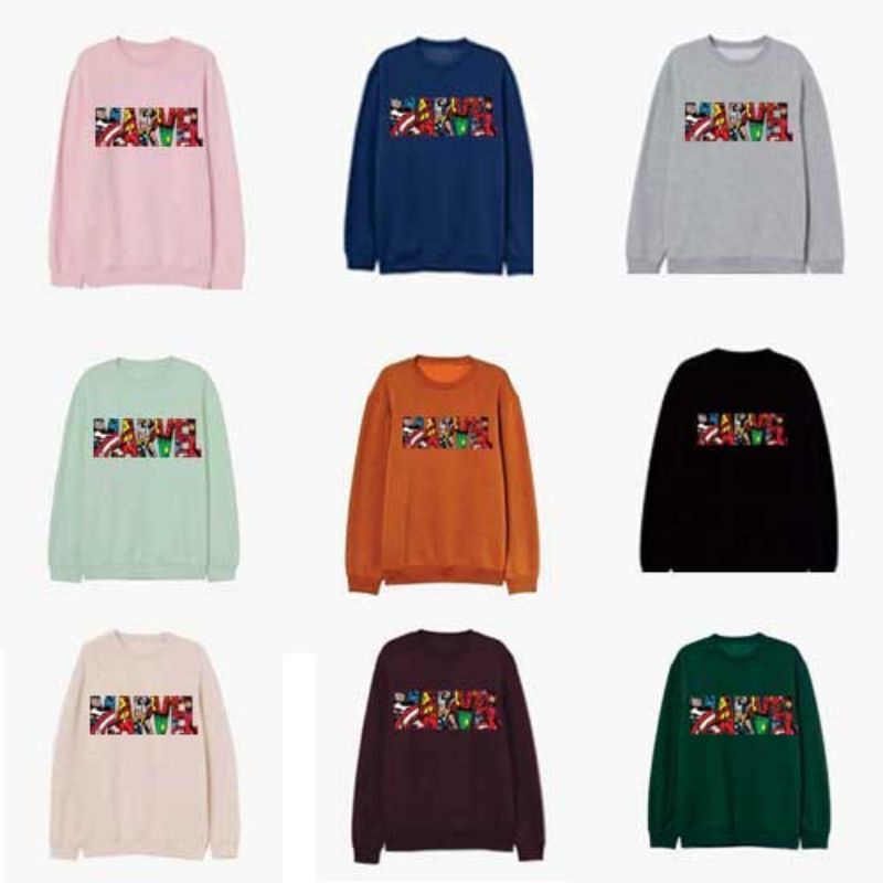 CREWNECK MARVEL SWEATER BASIC PREMIUM PRIA WANITA TERLARIS