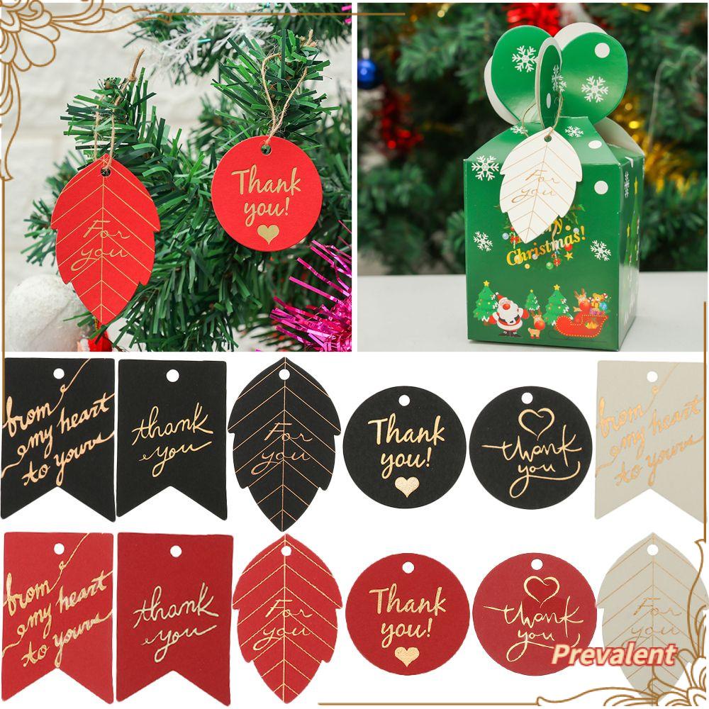 Preva 50 Pcs Kertas Tag Hadiah DIY Aksesoris Natal Box Decor Perlengkapan Pesta Ulang Tahun Stamping Emas