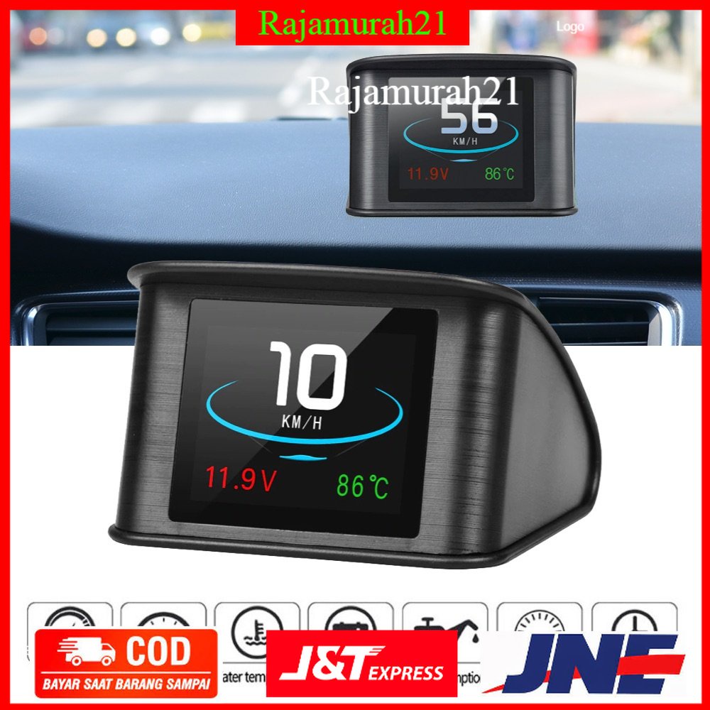 Display HUD Mobil OBD2 On-board Computer Speedometer - P10 - Black - OMGP0DBK