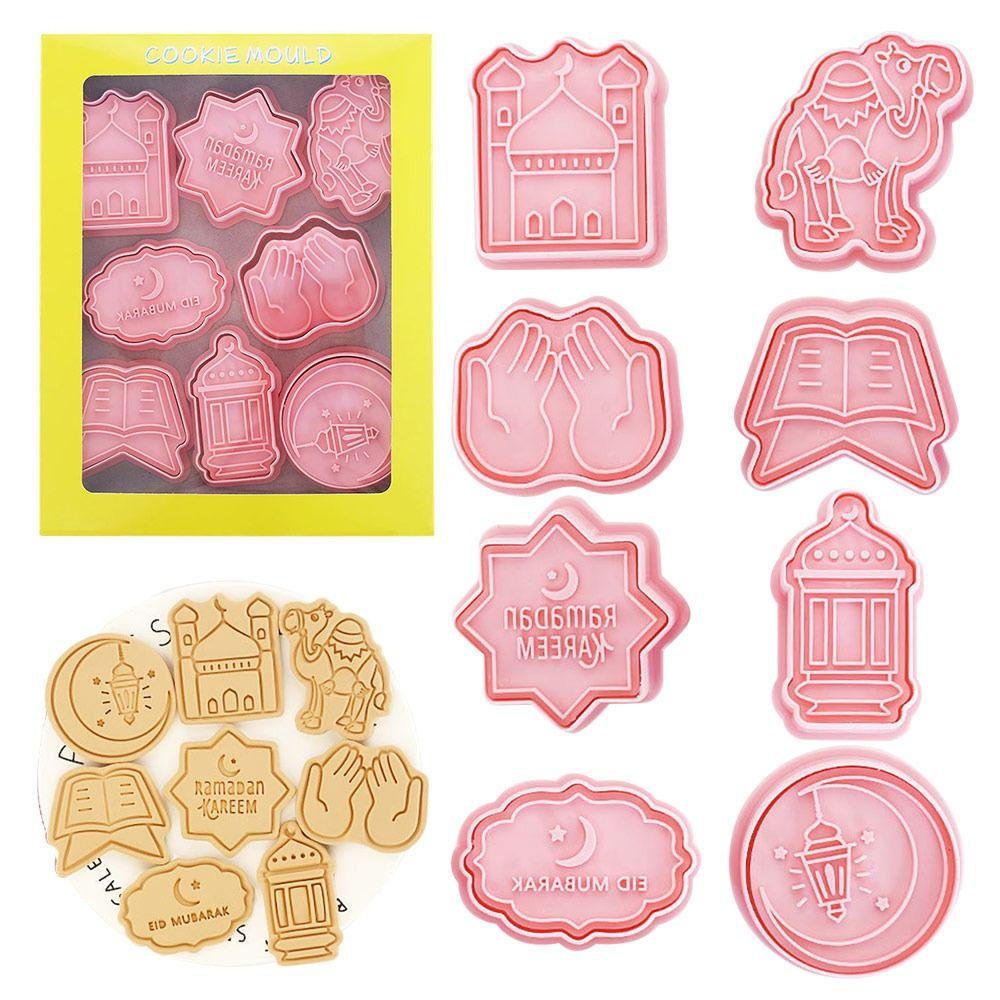 Solighter 8pcs/set Cetakan Kue Fondant Makanan Eid Mubarak Islam Muslim Festival Cookie Cutter