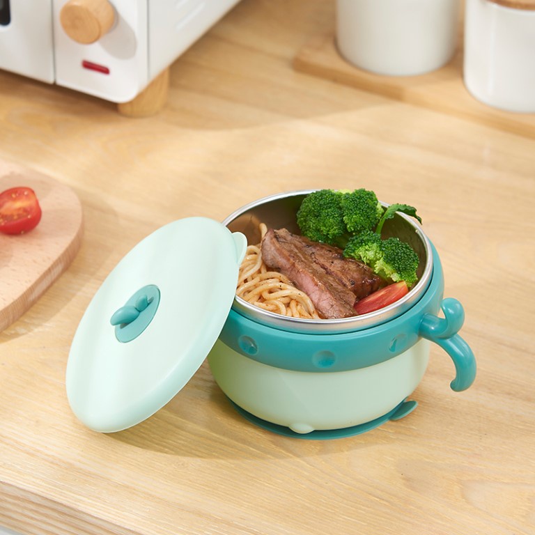Mangkuk Stainless Karakter Mangkok Cangkir Stainless Steel + Tutup Fresh Bowl Set / Mangkok Sup Bubu