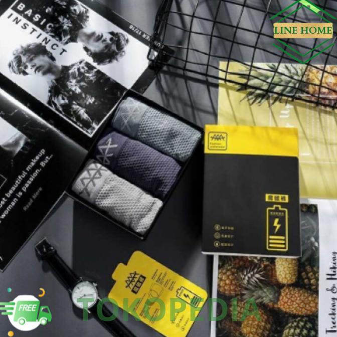 UnderWear Pria | Celana Dalam Boxer Pria 5D Magnetic All Size 3 PCS