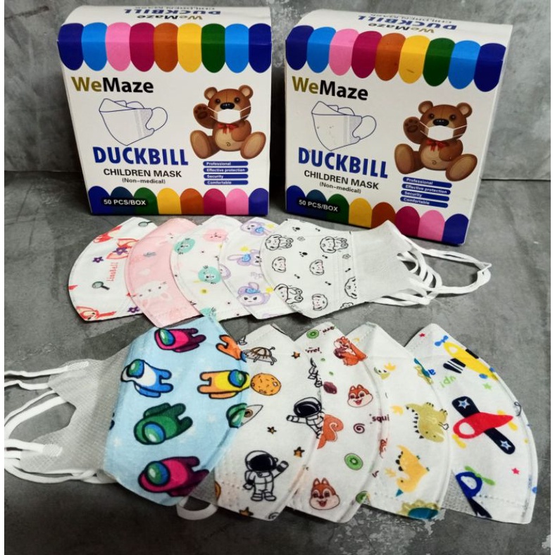 MASKER DUCKBILL ANAK WE MASK COWOK DAN CEWEK ISI 50 PCS