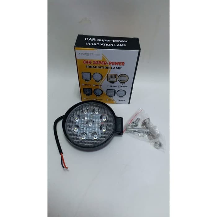 LAMPU TEMBAK SOROT MOTOR MOBIL LED BULAT TIPIS 9 MATA 27W PUTIH A165