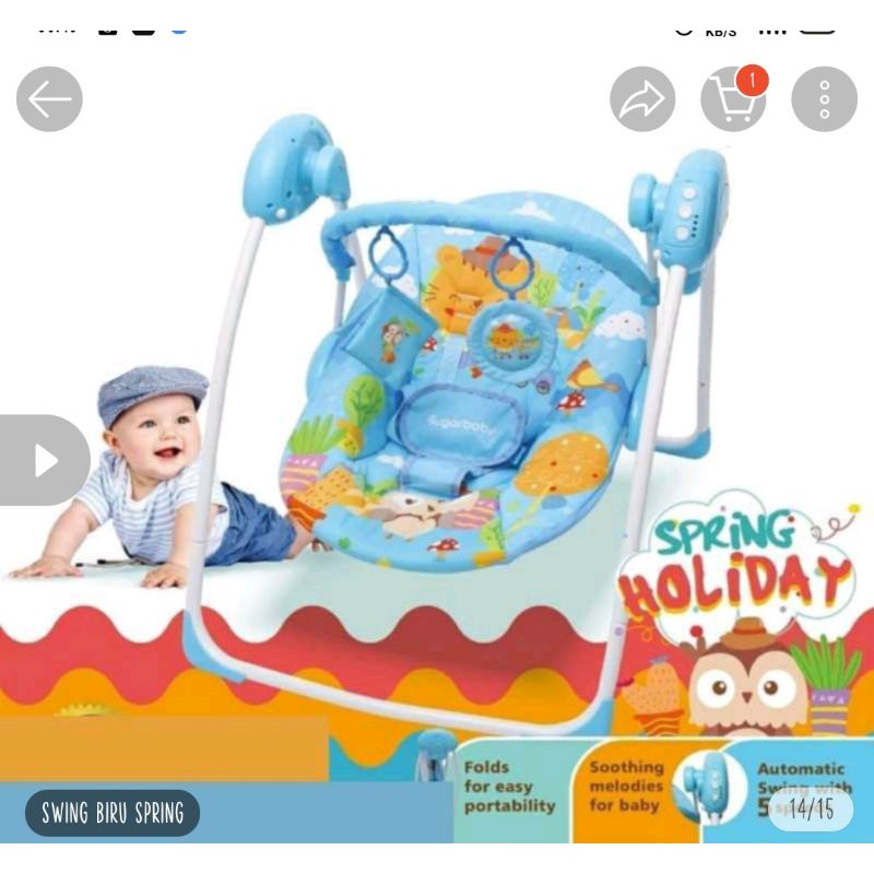 SUGARBABY HUG ME AUTOMATIC SWING CHAIR WITH TABLE  &amp; SUGAR HUG ME K-SERIES SWING CHAIR / Kursi Ayunan Otomatis FREE BUBBLE WRAP