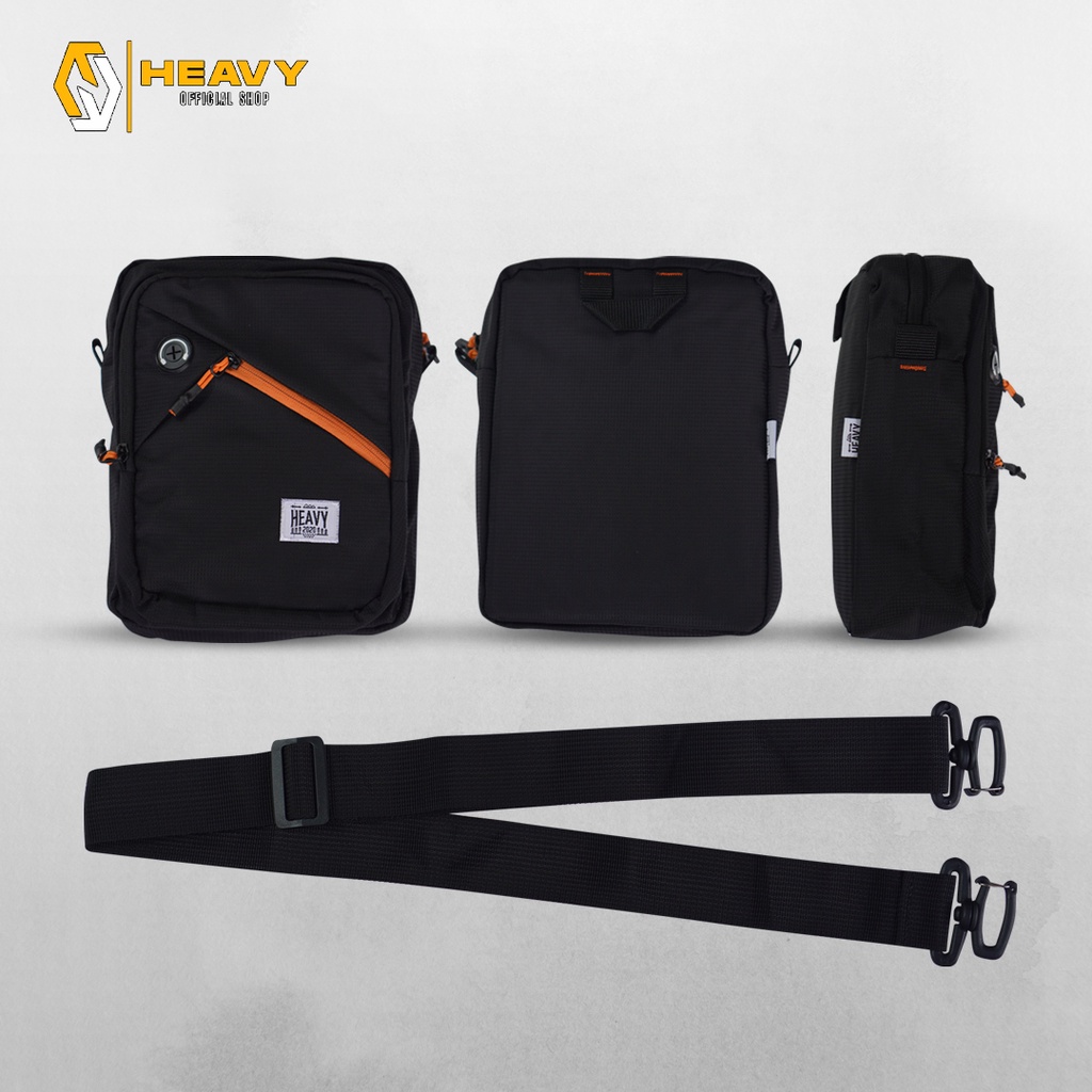 Tas selempang pria heavy K-4077 - Black slingbag kasual premium