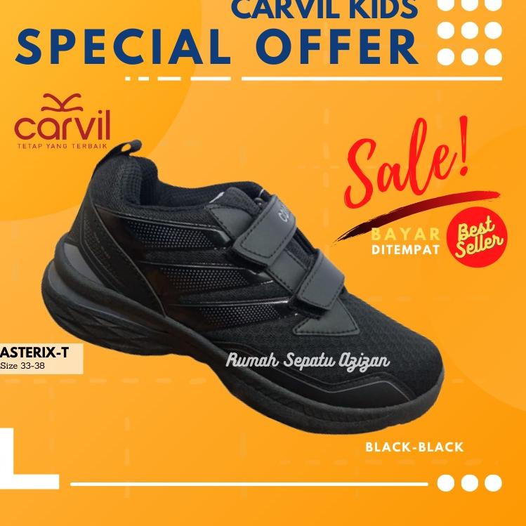 TERBARUK♚ CARVIL Fabian-T | Sepatu Sekolah Anak Laki Laki SD SMP Hitam Original [264]