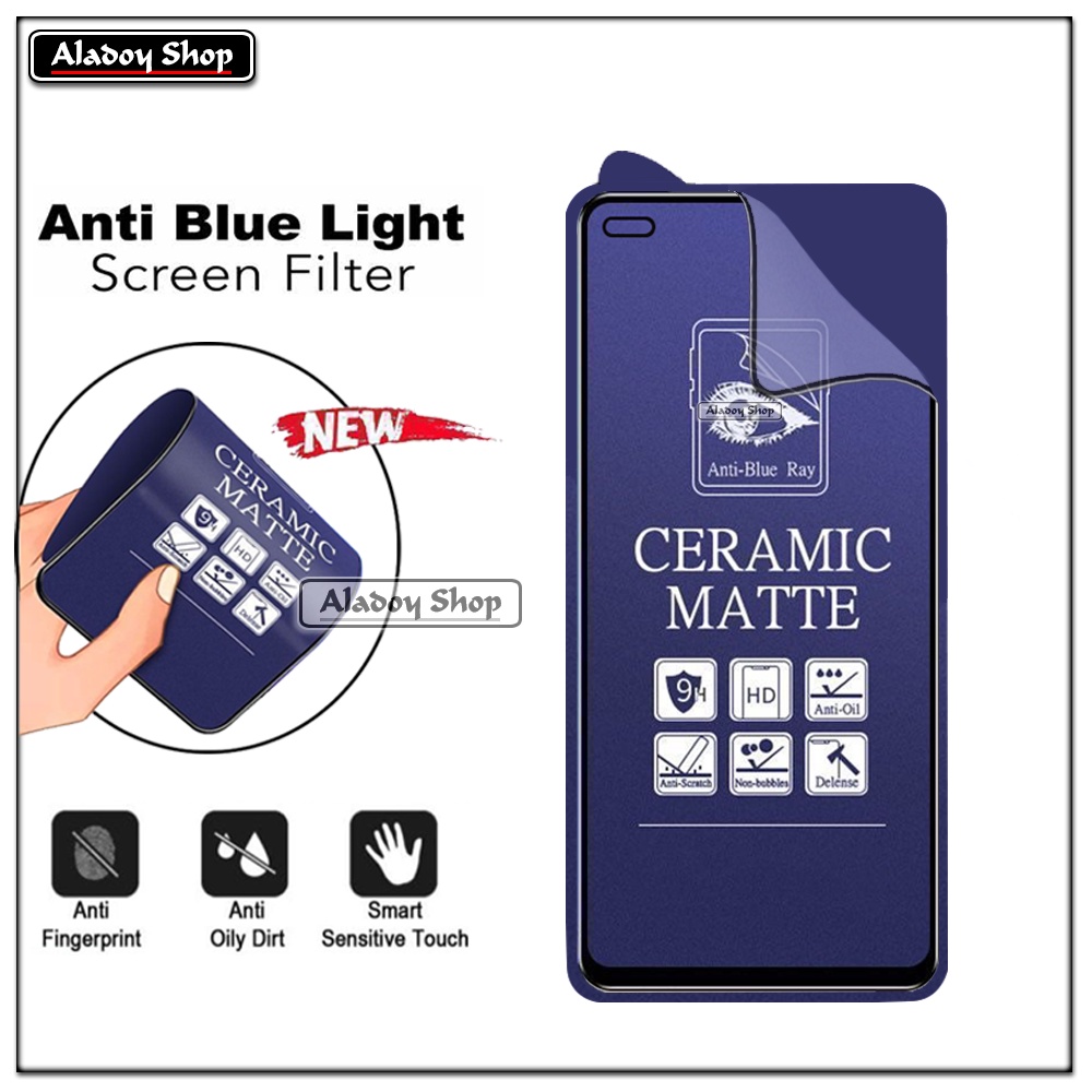 PAKET 3IN1 Anti Gores Blue Matte Anti Glare Samsung A50/A50S/A30S + Tempered Glass Camera dan Skin Carbon
