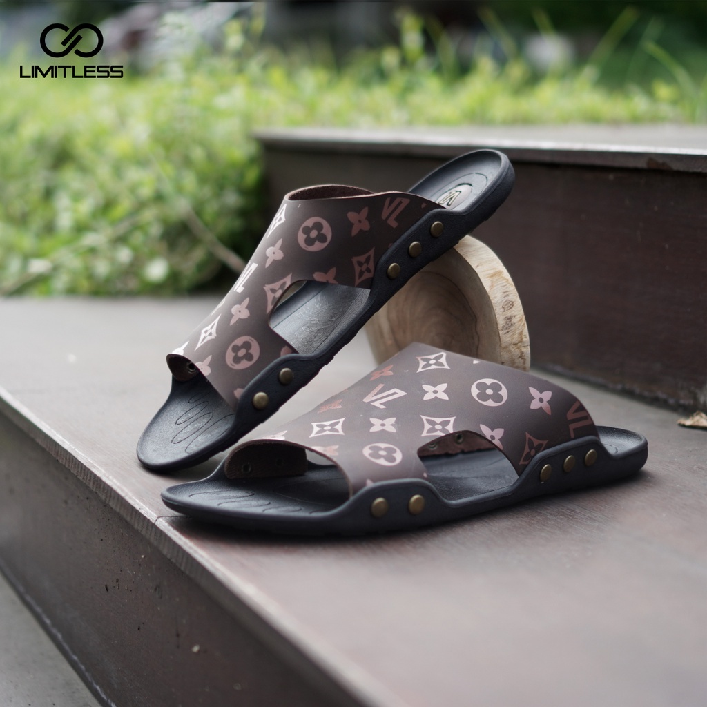 Sandal Slop Pria Casual Original Sendal Slide Cowok Sandal Pria Kulit Formal Terbaru