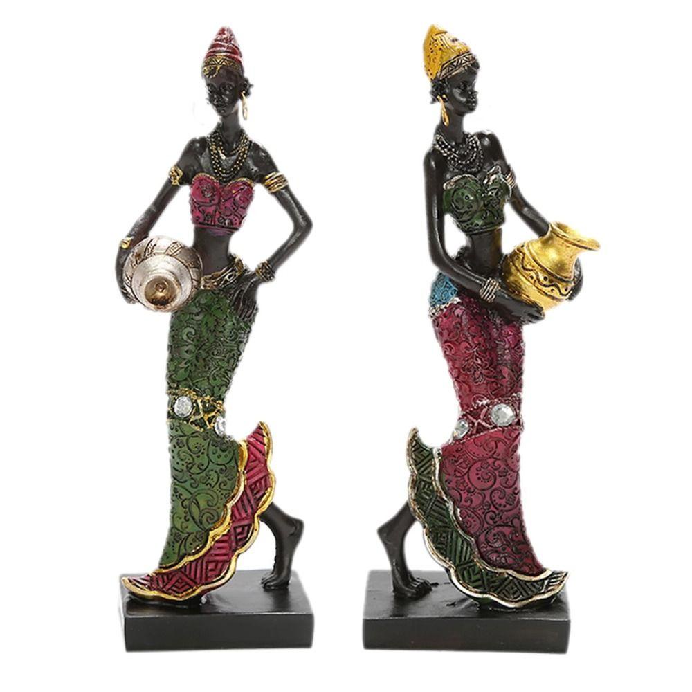 [Elegan] Patung Afrika Indah Unik Etnik Adat Dekorasi Rumah Kabinet Decor Kerajinan Tangan Desktop Ornamen