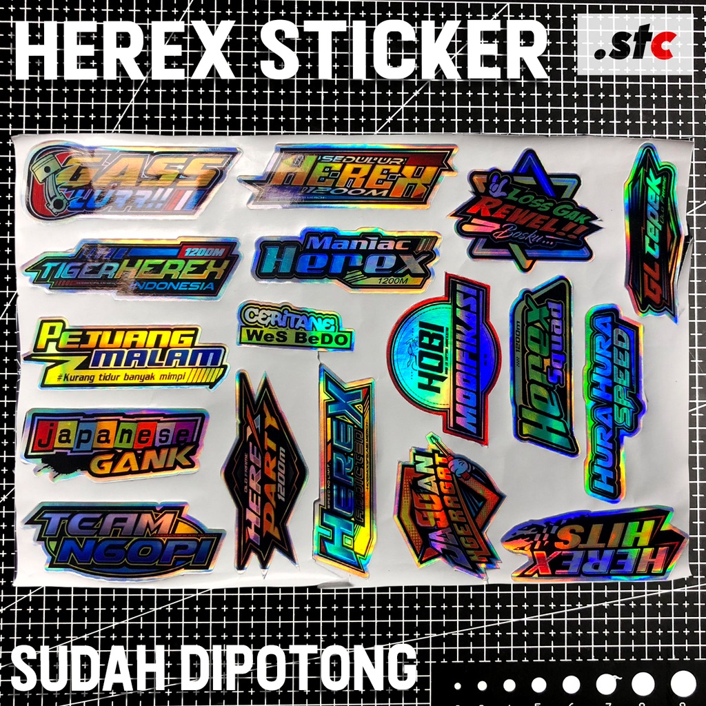 ( isi 17 ) Sticker Hologram Herex Cutting Variasi Racing Stiker Tiger CB Herex Yerex Honda Setiker A