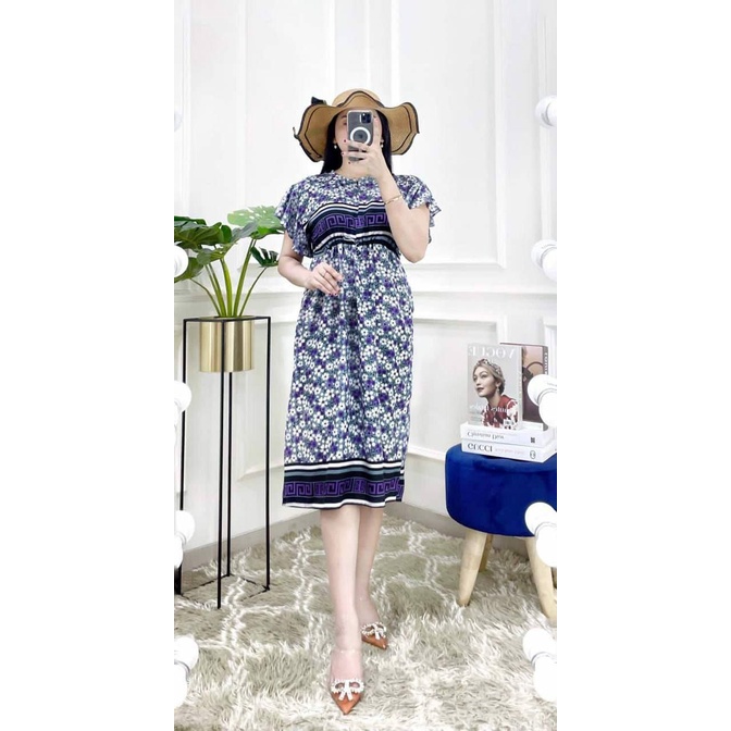 Dress Wanita Hayra Bahan Rayon Tali Serut Depan Busui Non Ruffle