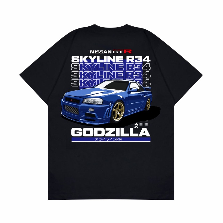 GILAN Baju Kaos T shirt Distro Unisex Gambar Mobil NISSAN SKYLINE GTR R34 Otomotif JDM