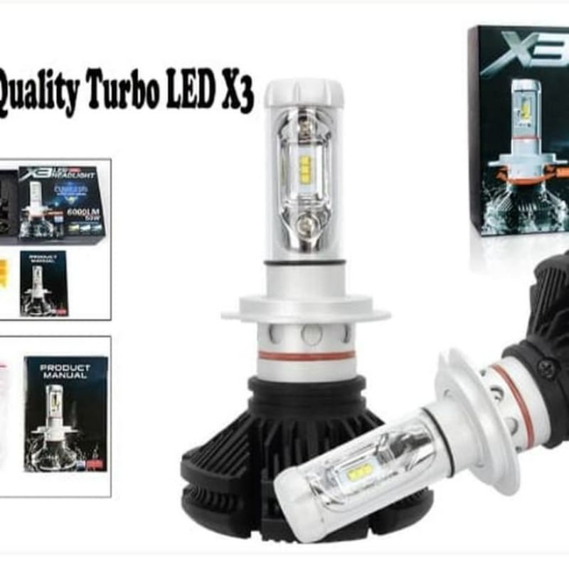 Lampu led head lampu turbo led X3 H4 H 11 3 warna mobil vios