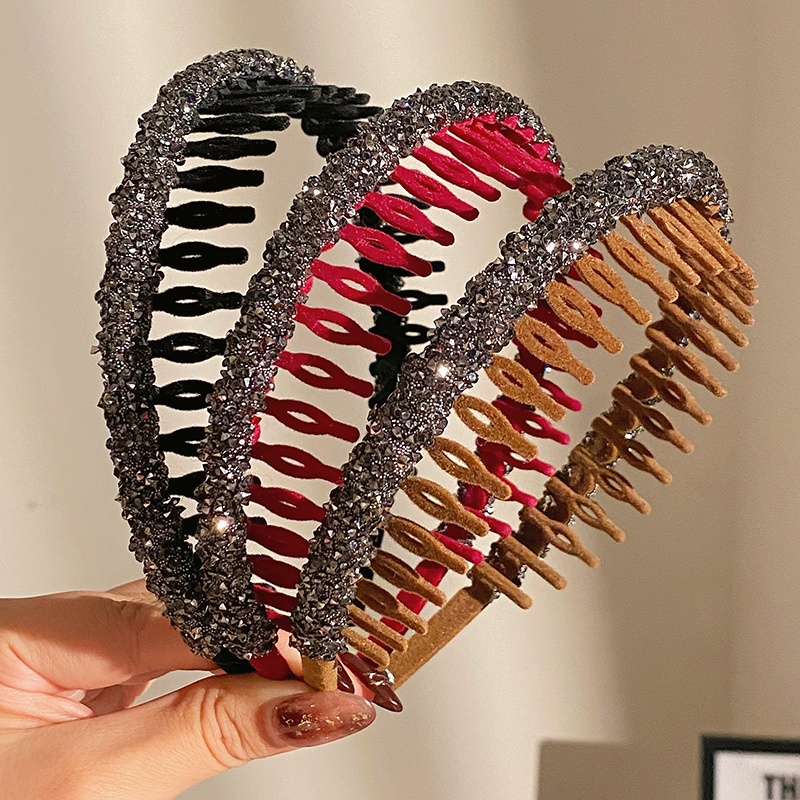 Korea Berlian Imitasi Bergigi Bando Kepang Rambut Klip Gadis Jepit Rambut Klip Samping Wanita Aksesoris Rambut