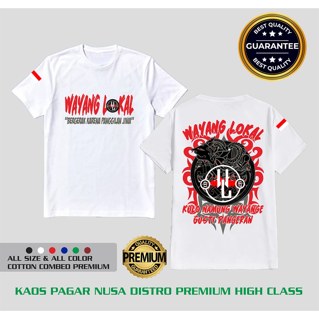 Kaos Wayang Lokal-Kaos Pagar Nusa Wayang Lokal Distro-Putih