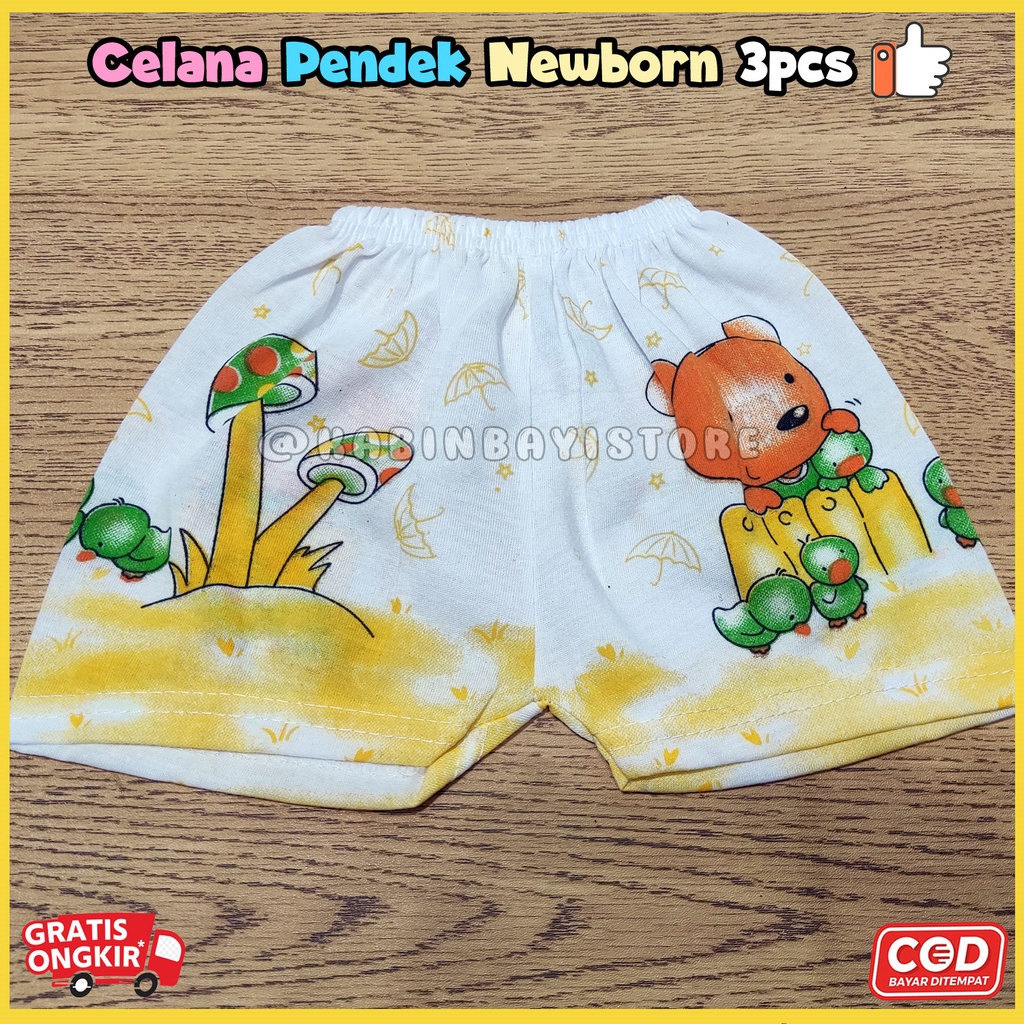 3 Pcs Celana Bayi, Celana Pendek Bayi Newborn Karakter