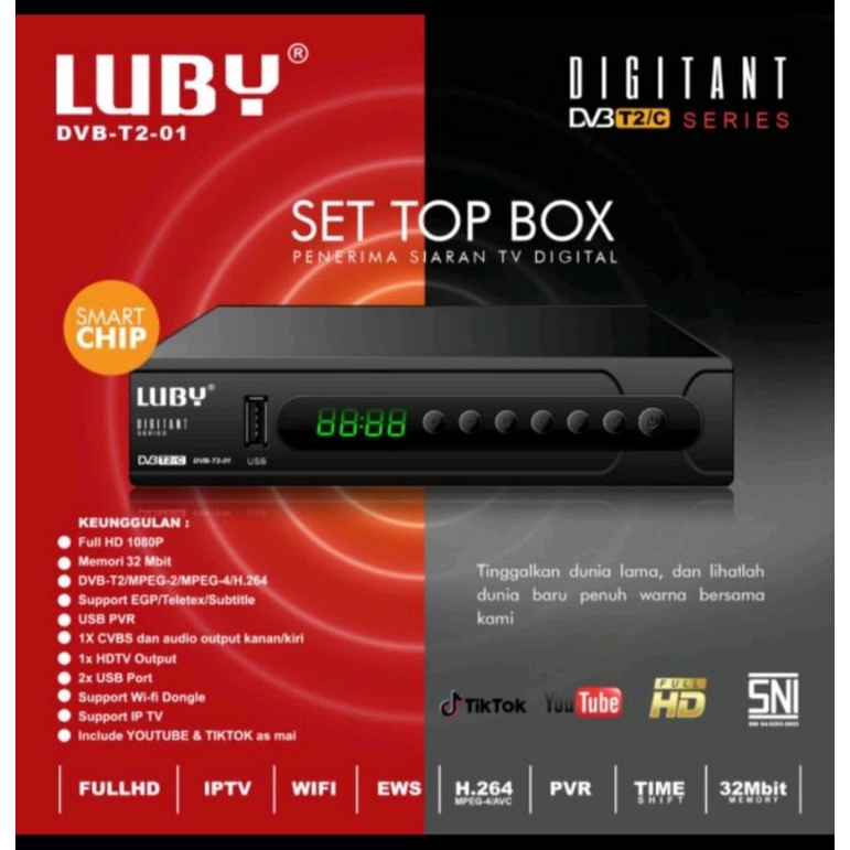Set Top Box Receiver Matrix Apple DVB T2 Merah STB Youtube STB Luby