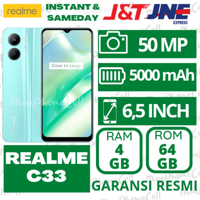 Realme C33 + C31 Ram 4GB Internal 64GB 4/64 + 3/32 GB Handphone Baru Relmi Rilmi Bergaransi Resmi Or