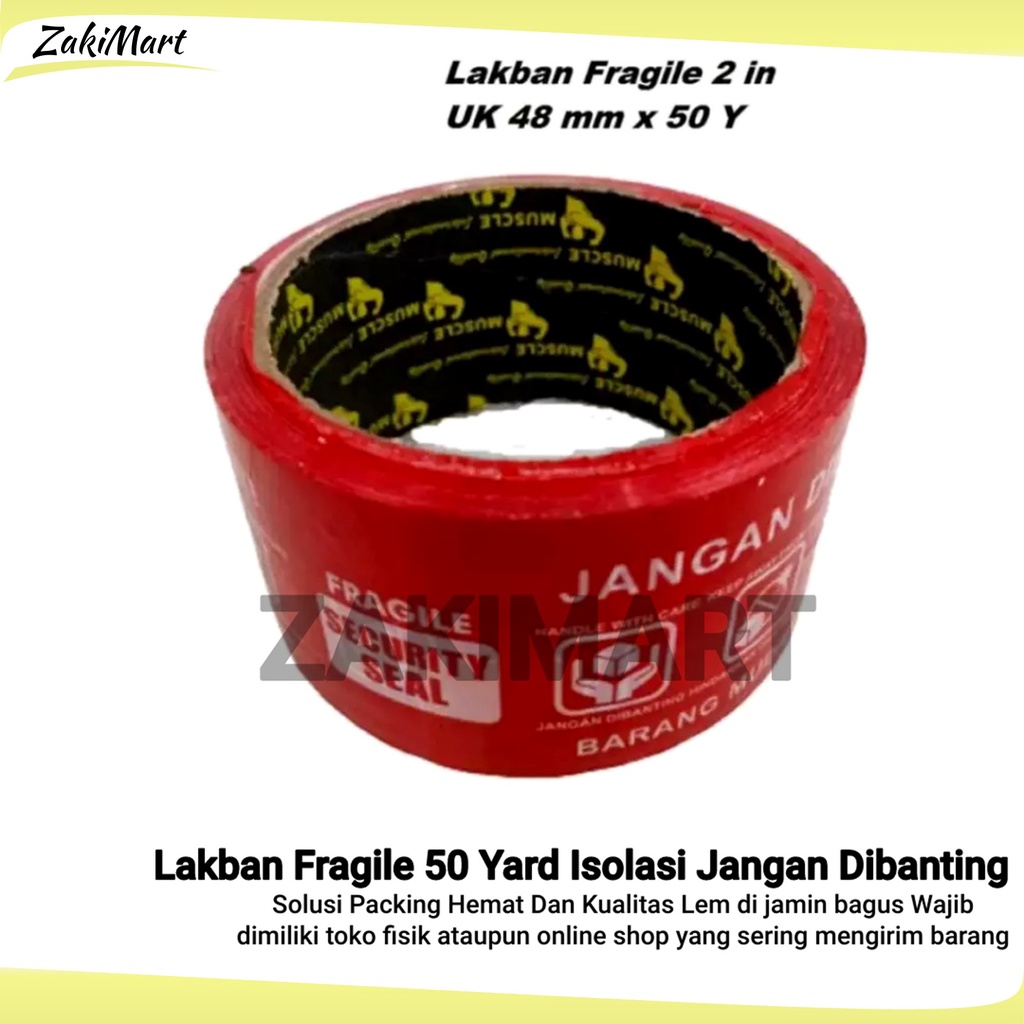 Lakban Fragile 50 Yard Isolasi Jangan Dibanting