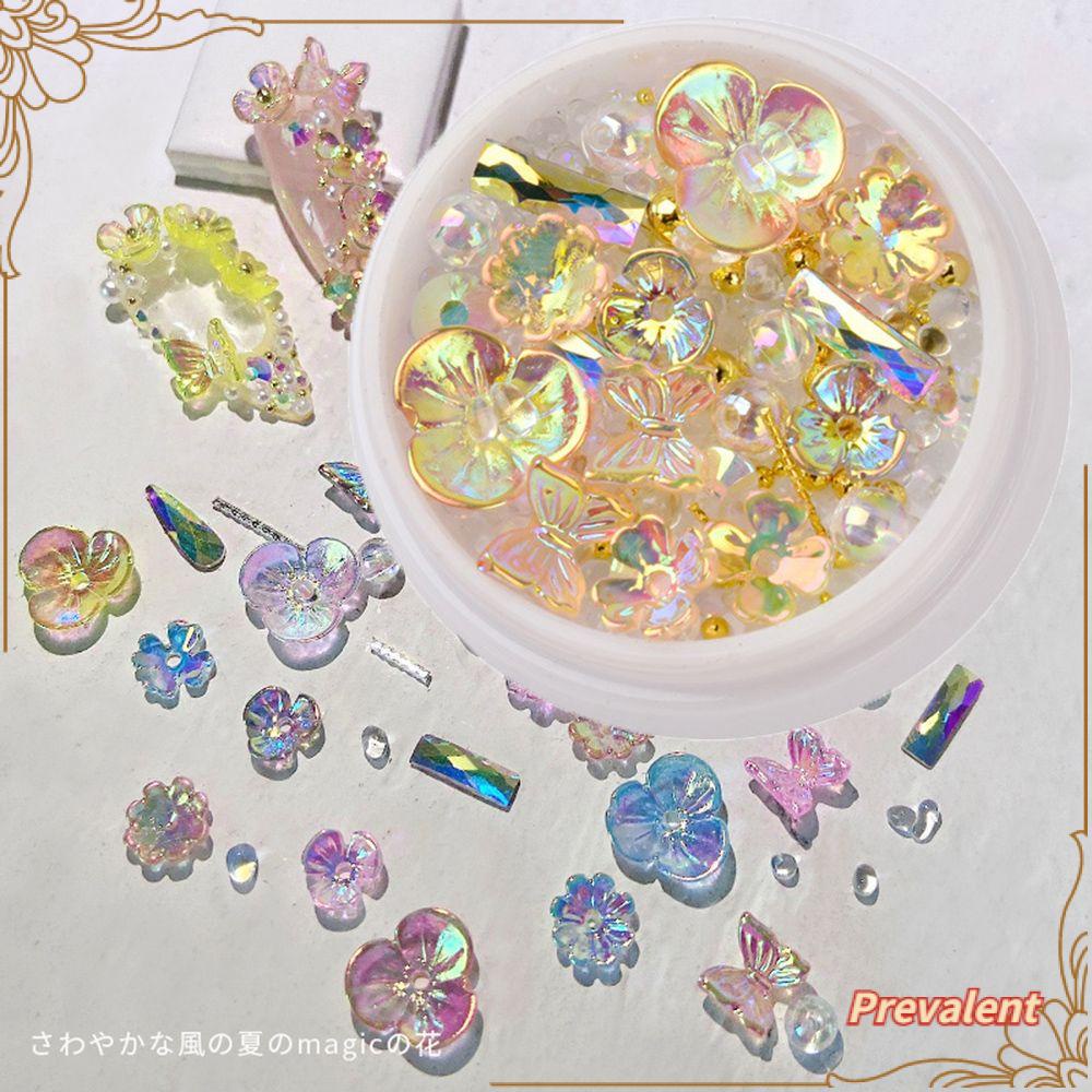 Preva Nail Kristal Kuku Kuku Nail Art Dekorasi Kupu Mix Logam Mutiara Warna Warni
