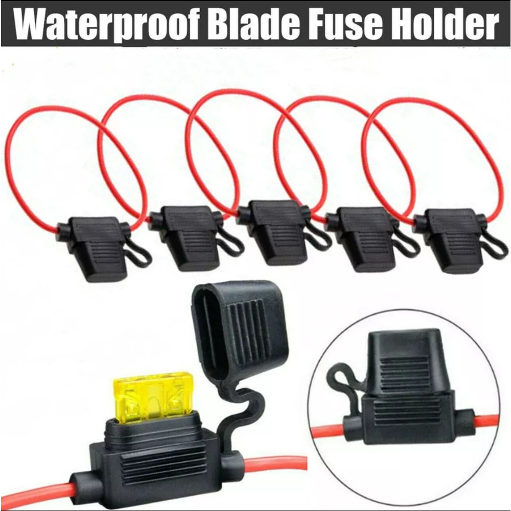 Fuse Holder / Rumah Sekering Waterproof STANDARD/MEDIUM Kabel 12 AWG