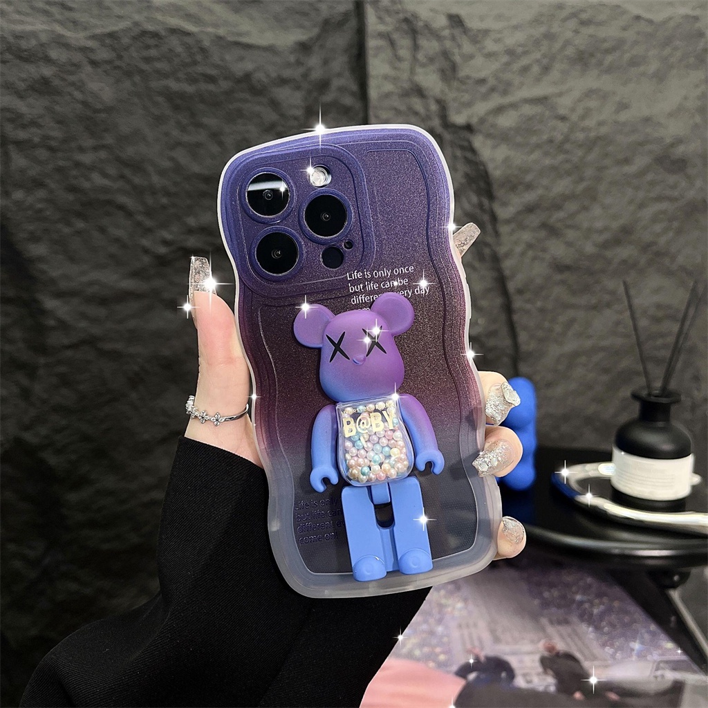 New Kreasi Seru360° Casing Stand case Putar iPhone 14 Pro Max Max Plus Case13 12 11 Pro Max X/Xs Max XR Mewah wavy edge Tertutup Penuh shockproof Pelindung soft case