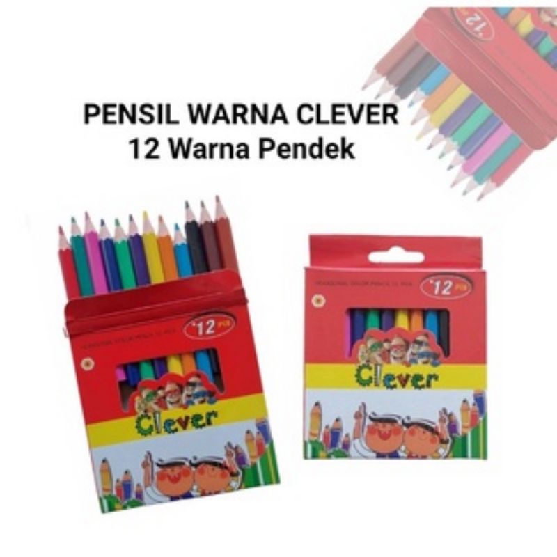 

pensil warna pendek/pensil warna merek clever 8cm (isi 12 pcs)