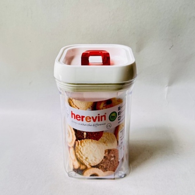 Herevin toples canister plastik acrylic segi kedap udara