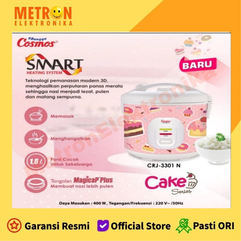 COSMOS CRJ 3301 NC MAGIC COM 1.8 LITER CAKE SERIES / PENANAK NASI / CRJ3301NC