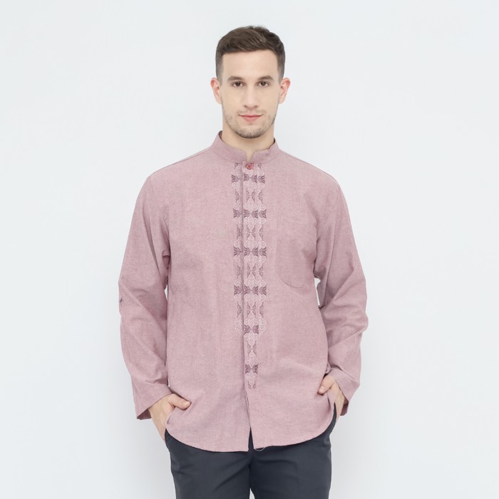 Baju Koko ATLAS Elegant Motif TRP Warna Merah Muda - L