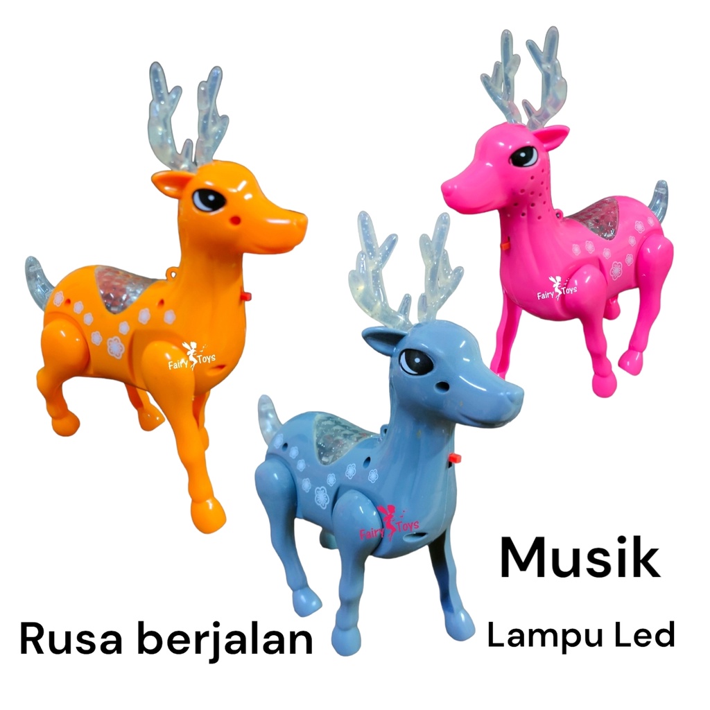 Mainan Rusa Berjalan Musik dan Lampu Led