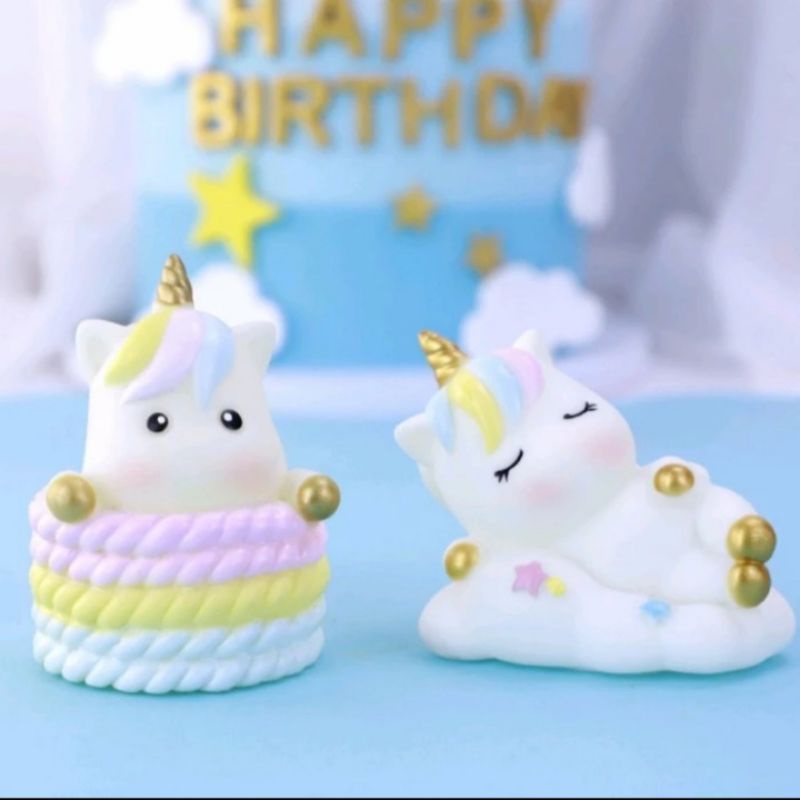 Topper Unicorn, Hiasan Kue Unicorn, Topper Awan, Boneka Unicorn
