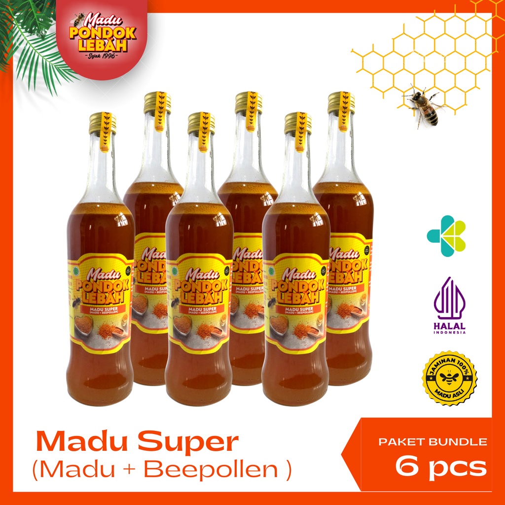 

Bundling 6 Pcs Madu Super Extra Beepollen 600 ml - Madu Pondok Lebah