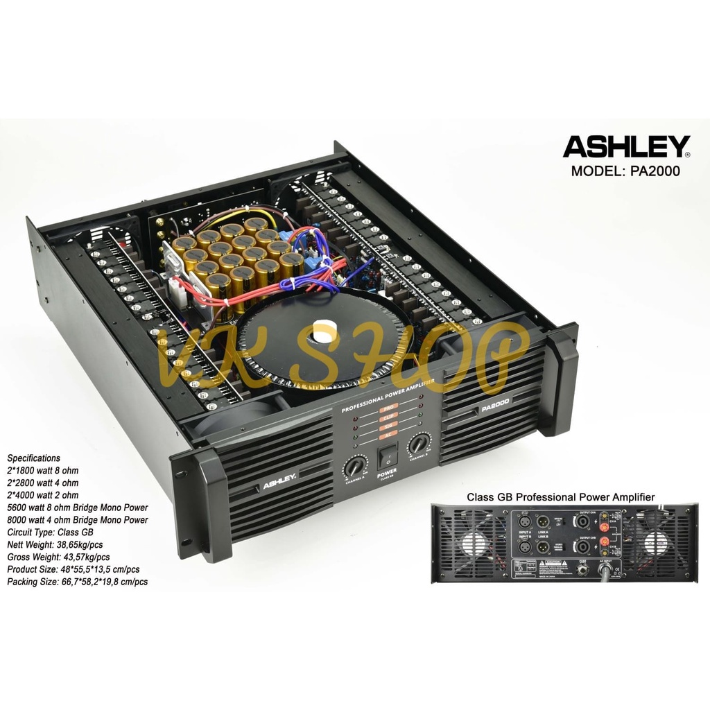 POWER AMPLIFIER ASHLEY PA 2000 POWER ASHLEY PA2000 ORIGINAL CLASS GB