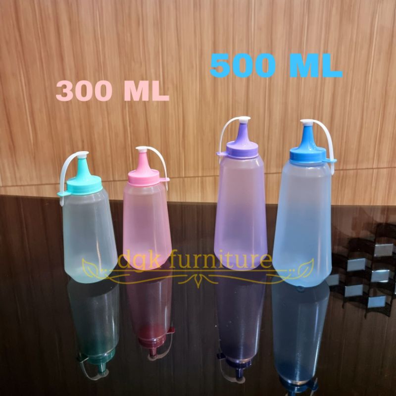 Botol Tempat Saus Kecap Sambal Sambel Cabai Cabe Mustard Mayonaise Sauce Keeper Tutup Bertutup Plastik 300ml 300 ml 300 mililiter 500ml 500 ml 500 mililiter MURAH GROSIR