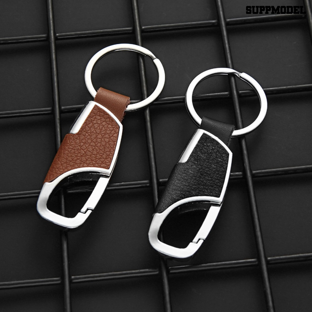 [Auto] Gantungan Kunci Serbaguna Tekstur Halus Ergonomis Reusable Electroplating Hias Kulit Imitasi Pria Logam Mobil Gantung Key Ring Hadiah Terbaik