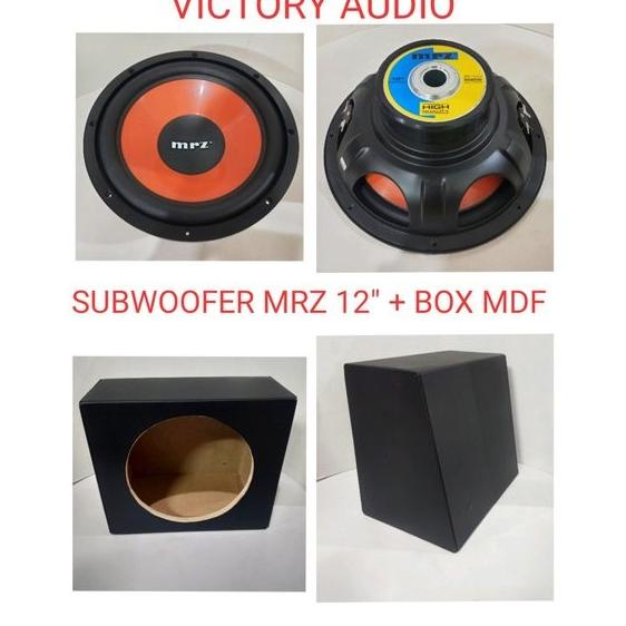 Ma Paket Audio Mobil Subwoofer Plus Box Speaker Mdf Hitam Merk Mrz