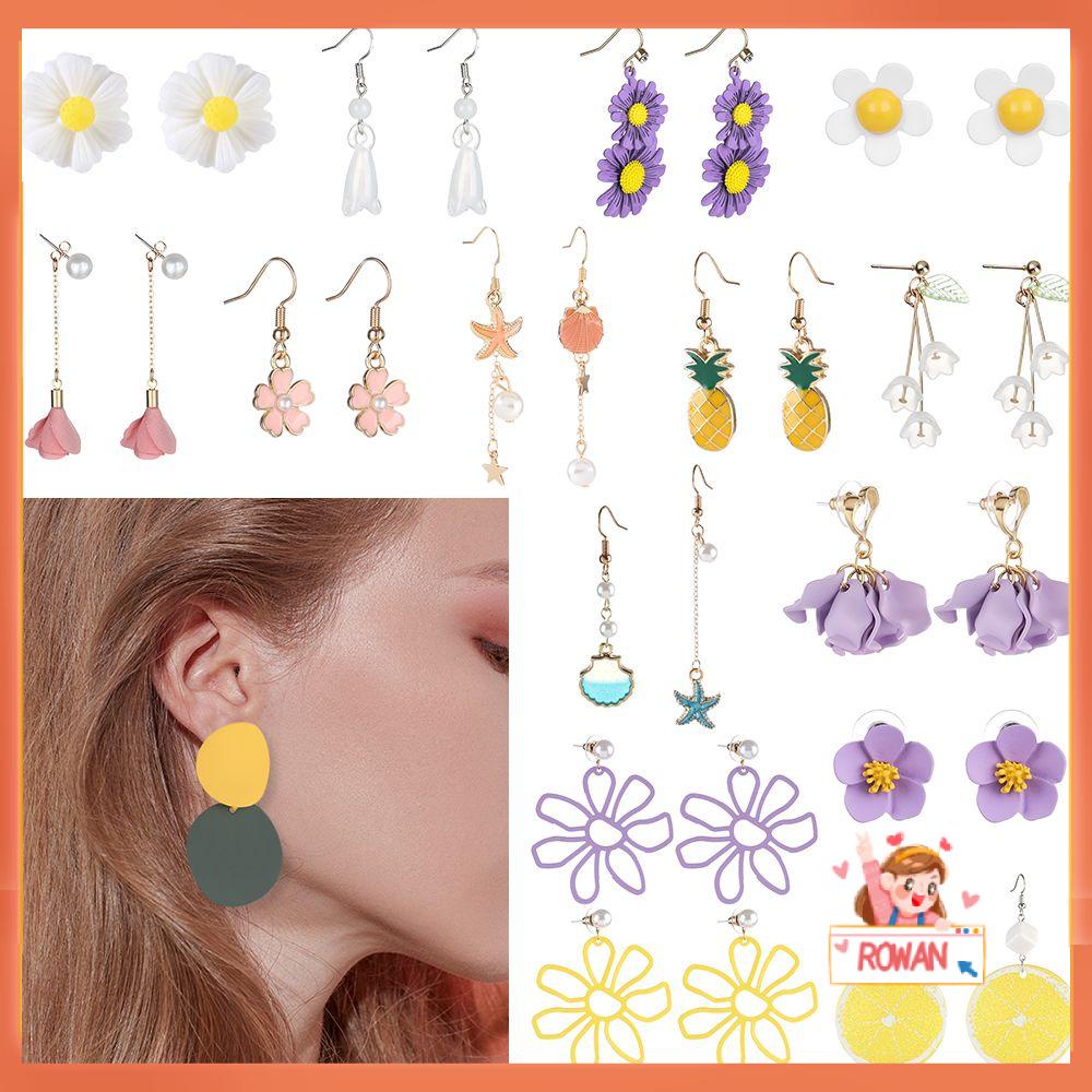 R-flower Daisy Earring Elegant Rock Akrilik Jewerly Hadiah