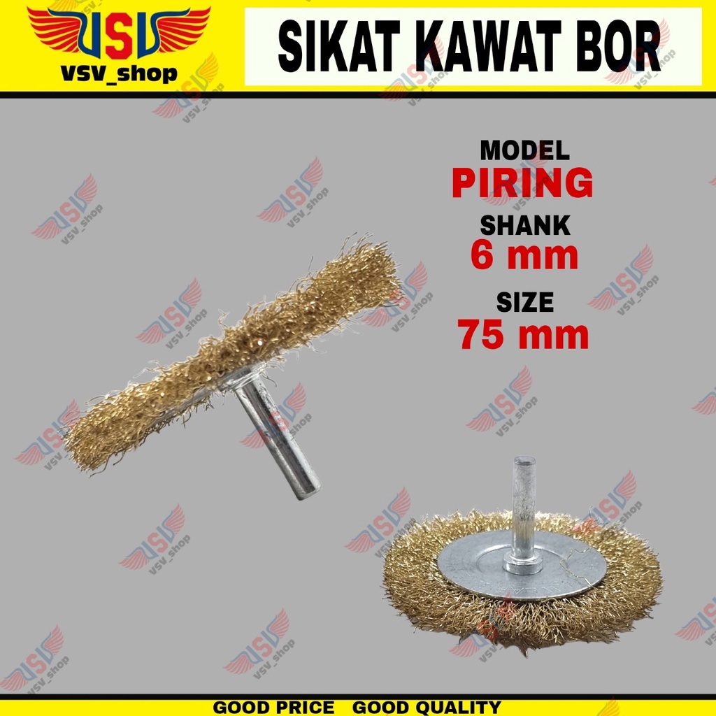 Mata Bor Sikat Kawat Piring Gagang 6mm Mesin Bor Penghilang Karat 38/50/65/75/100mm