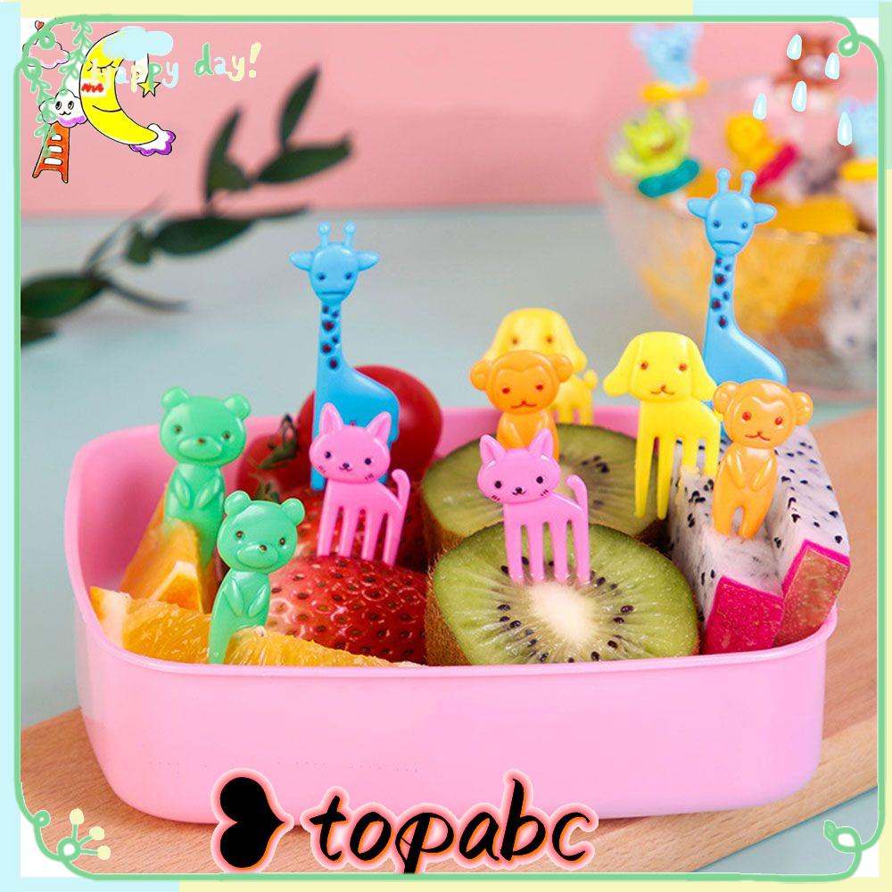 Top 10pcs/30pcs Anak Garpu Buah Bento Lucu Mini Reusable Sayur Periuk Kartun Animal Farm