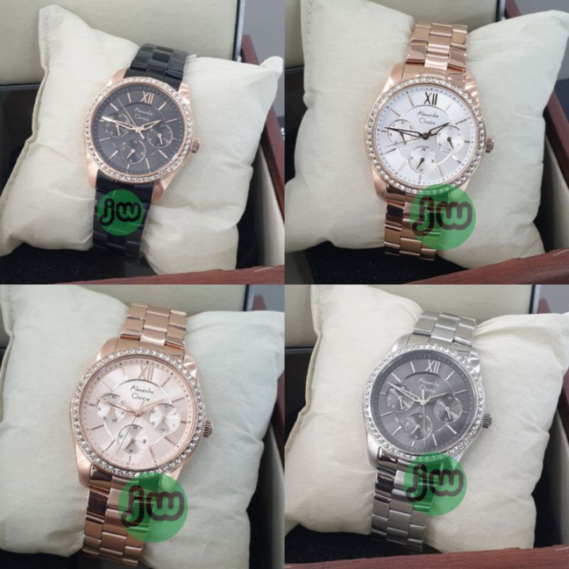 Jam Tangan Alexander Christie 2827 AC 2827 Analog Tali besi Mesin Baterai Original ukuran Wanita 3,6
