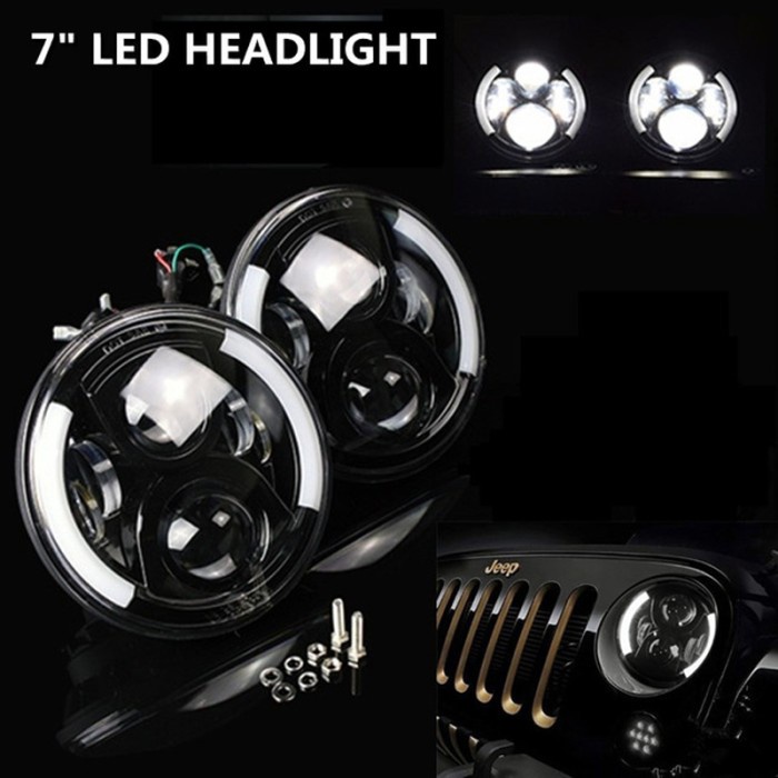 Headlamp Lampu Besar LED 7 Inch 50 Watt JW Speaker Jeep Rubicon,Toyota