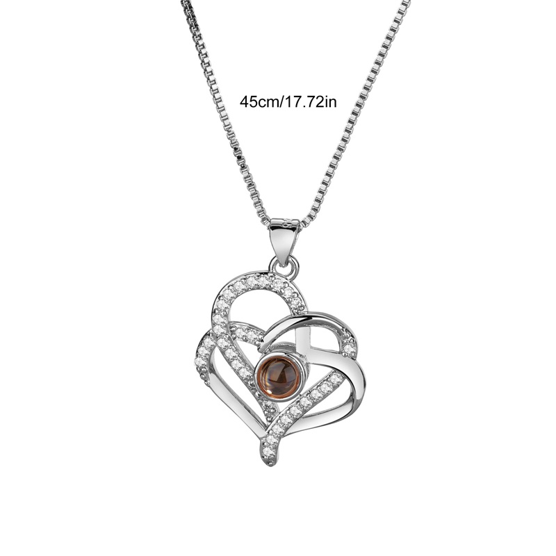 Rose Gold 100bahasa I Love You Proyeksi Liontin Kalung Cinta Romantis Memori Pernikahan Kalung Untuk Wanita