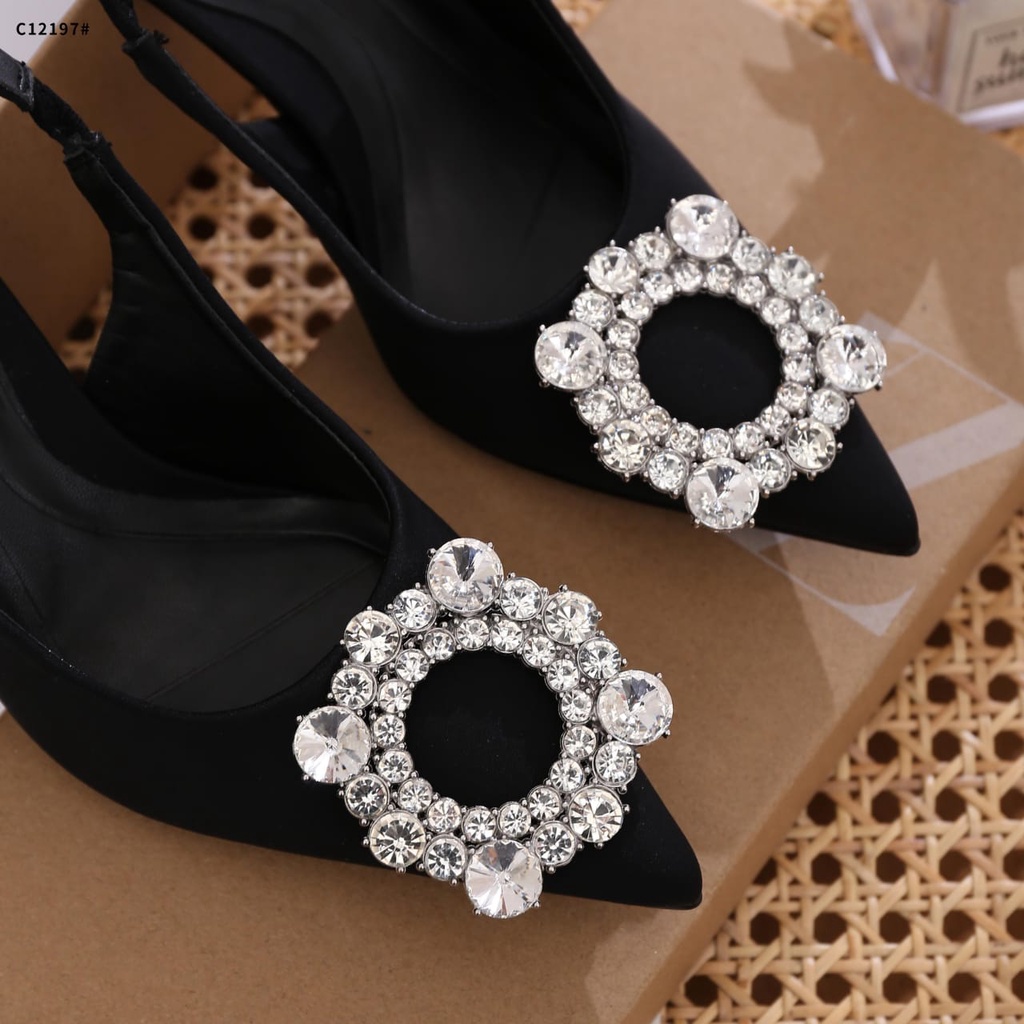 ZR Embellished Heeled Slingback Diamond Heels Shoes C12197