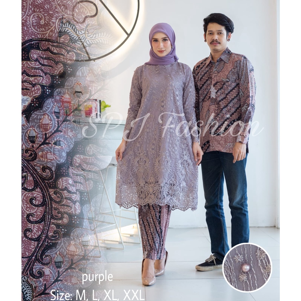 RILIS STELAN KEBAYA TUNIK TILE COUPLE MODERN TERBARU/OUTFIT COUPLAN KONDANGAN/SERAGAMAN PESTA/WISUDA/ TERLARIS BY SPJ FASHION