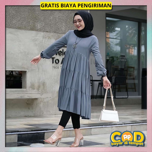 Tinik Cewek Cantik Tunix Import Premium Pakean Thunik Murah Berkualitas Baju Atasan Tunik Kuliah Lon